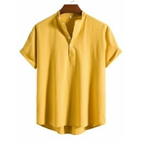 ханксиулин мъже лято отпечатани Топ риза яка памук и лен мода Топ случайни насипен къс ръкав риза блуза