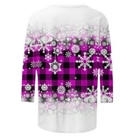 В продажба зимни дамски тениски Коледни ризи за жени ежедневни кръгли шия Xmas Classic Plaid Pullover Blouse