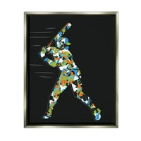 Ступел индустрии шарени спортен Бейзбол играч Графичен Арт блясък сив плаваща рамка платно печат стена изкуство, дизайн от Аролин Вайдерхолд