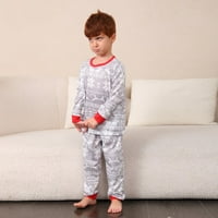Детска коледна пижама комплект дълъг ръкав кръгла шия и панталони
