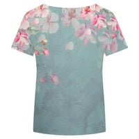 Летни спестявания клирънс zzwxwb Жените небрежни тениски с къси ръкави с витрина отпечатани летни блузи върхове и нежни личности за печат за печат за ваканция Светло