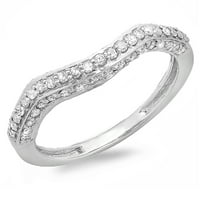 Колекция DazzlingRock 0. Карат 14K Кръг диамантен дами контур сватбена подредена пръстен CT, бяло злато, размер 5.5