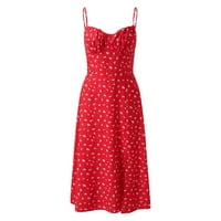 Aayomet летни рокли жени панталони Лятни без ръкави спагети рокля с каишка плажна рокля, червена s