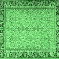 Ahgly Company Indoor Rectangle Persian Emerald Green Traditional Area Rugs, 8 '10'