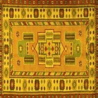 Ahgly Company Machine Pashable Indoor Rectangle Oriental Yellow Traditional Area Cugs, 3 '5'