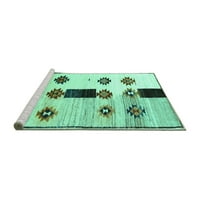 Ahgly Company Machine Wareable Indoor Rectangle Southwestern Turquoise Blue Country Area Rugs, 2 '5'