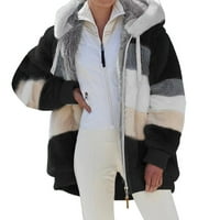 Gzea зимно палто яке с качулка на открито женско ивици зимно яке с качулка с джобно палто женска мода