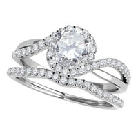 Mauli Jewels годежни пръстени за жени карат ореол диамантен годеж Булчински пръстен комплект Prong 14K Твърдо бяло злато