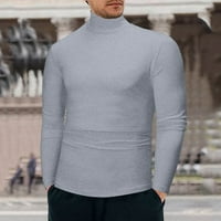 Тениски Ризи За Мъже Зимни Топли Високи Яка Мода Термо Бельо Основен Обикновен Блуза Пуловер Дълъг Ръкав Върхове Мъже