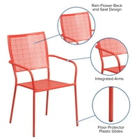 Флаш мебели търговски клас корали вътрешен-открит стомана вътрешен двор ръка стол с квадратна назад
