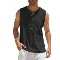 Модни мъжки ежедневни насипни Памучни ленени ризи Цвят риза блуза без ръкави жилетка плажни ризи върхове