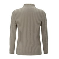 суитчър за жени есен и редовно Поло дълъг ръкав плетен пуловер ризи с дълъг ръкав за жени