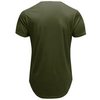 Кръг врата модни върхове къс ръкав тениска за мъже Плътен цвят блуза ежедневни тънък годни чай дрехи мъжки летни фитнес спортни ризи армия зелен л