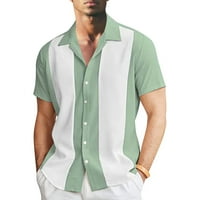 Мъжки ризи Райета бутон нагоре ризи с къс ръкав За Мъже лято случайни хлабав хавайска риза блуза зелен м