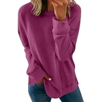 Feternal женски върхове за кръгла шия памучни ризи ежедневни модни риза върхове жени ежедневни върхове с дълъг ръкав