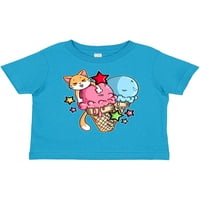Мастически конуси за сладолед с оранжева котка и звезди Подарък за малко дете или тениска за момиче