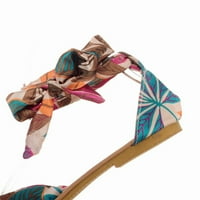 Плоски сандали за жени модна бохемия плаж джапанки клип пръст коприна флорален глезена каишка ремъци обувки