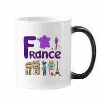 Франция национален символ на забележителност на знака Модел Промяна на цветовата халба Морфиране на чувствителна към топлина чаша с дръжки ml