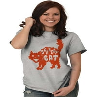 Винтидж Хелоуин Изплашена котка Сладка женска графична тениска тениски бризови марки 5x