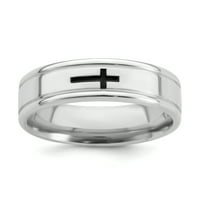 Стерлинг сребърен емайл кръст религиозен сватбен пръстен лента Размер 9. Фантастични фини бижута за жени подаръци за нея