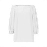 Дамска есенна мода, дамски плюс размери върхове дамски ежедневни дълги ръкав с един рамо солиден фенер суичър разхлабени пуловерни върхове ризи есен спестявания бели