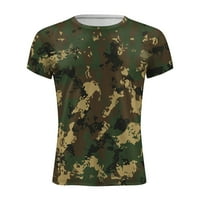 Мъжки тениски Небрежни ризи с къс ръкав Камуфлаж с къс ръкав Топ Мъжки спортни тениски армия зелено xxl