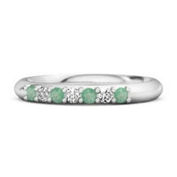 0. CTW Emerald Eternity Sterling Silver Sbackable несъответствие жени сватбен пръстен