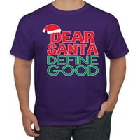 Скъпа Санта добър грозен коледен пуловер Мъжки графична тениска, лилав, малък