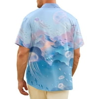 Сладка тениска на синята океанска тирала, графична 3D печат с къс ръкав мъжки тениска, мъжка мода