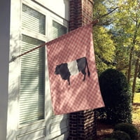 Carolines Treasures BB7831Chf Belted Galloway Cow Pink Check Flag Canvas Размер на къщата Голям, многоцветен