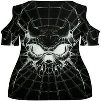 Spider Webs Skull Art Женска тениска с къс ръкав студена рамо риза тий блуза върхове