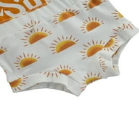 Jaweiw Toddler Flying Gleave Romper + къси панталони + лента за коса, буква малко слънце принт ежедневно лятно облекло
