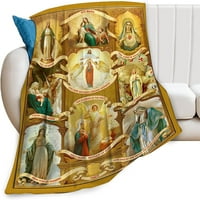 Дърво Богородица хвърляне на одеяло християнска библейска молитва лечебно одеяло католически подаръци за жени мъж Възрастни вдъхновяваща вяра Писание Молитва религиозно одеяло меко уютно руно декор