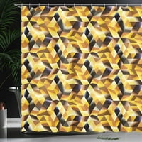 Sonernt абстрактна завеса за душ, кубчета и блокове образуват абстрактен стил геометричен цифров графичен модел на изкуството, плат за плат комплект баня с куки, 72x72, черно жълто кафяво