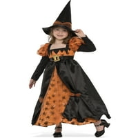 Паяк вещици момичета класически оранжев черен черен салем дете Хелоуин Костюм-M