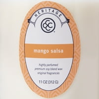Колониална свещ манго салса ароматизиран фитил буркан свещ, Оз, до часове време на горене, Бяло