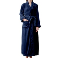 Дамски двоен джоб фланелен халат Мека и топла двойно лице кадифе халат пижама и домашно облекло халат облекло обувки и аксесоари