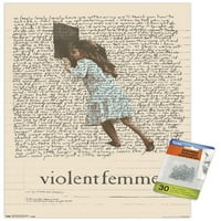 Насилен фемми - лирично момиче за чаена кърпа с дървена магнитна рамка, 22.375 34