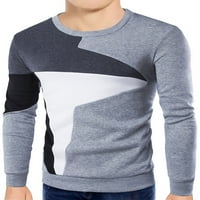 Avamo Men Pullover Sweatshirt с дълъг ръкав цветен блок джъмпери фитнес работа върхове ежедневно пачуърк пуловер светло сив 5xl