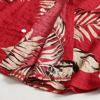 Небрежен плажен печат мъжки бутон Hawaii блуза горен ръкав къса мода Мъжки блузи Колари за мъже с дълъг ръкав с дълъг ръкав