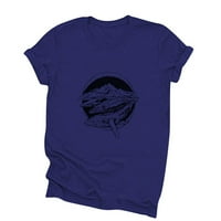 -Shirts за жени океански животински флорален принт моден екипаж с къс ръкав тениска за ежедневна блуза флорални върхове от върхове от топ блуза