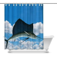 Забавна марлин меч меч на рибка солена вода на небето водоустойчива полиестер тъкан за душ завеси за баня баня комплекти