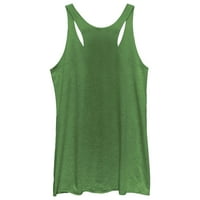Схематичен Сова Череп Дамски зелени Хедър Графичен състезателен гръб потник-дизайн от хората 2ХЛ