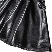 Женски рокли небрежните модни модни лъскави метални разточени плътни плътни а-лайн мини пола