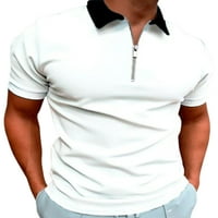 Avamo Men Атлетични ревера поло ризи цип тънък год летни върхове Твърди цвят тениски с къс ръкав