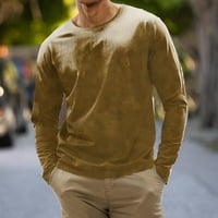 Мъжки модни ежедневни ивици отпечатани ризи с дълъг ръкав о-извратени върхове блуза джинджифил xxxl