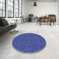 Ahgly Company Indoor Round Country Sapphire Blue Area Rugs, 8 'Round