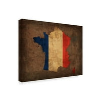 Марка изобразително изкуство 'карта на знамето на Франция' платно изкуство от червен Атлас дизайни