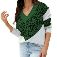 Voncos пуловери за жени- на клирънс с дълъг ръкав v Врат пуловер Небрежни дамски пуловери върховете на армията Зелен размер l