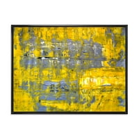 Дизайнарт 'Сивото Среща Жълтото Абстрактно Изкуство И' Модерна Рамка Платно Стена Арт Принт